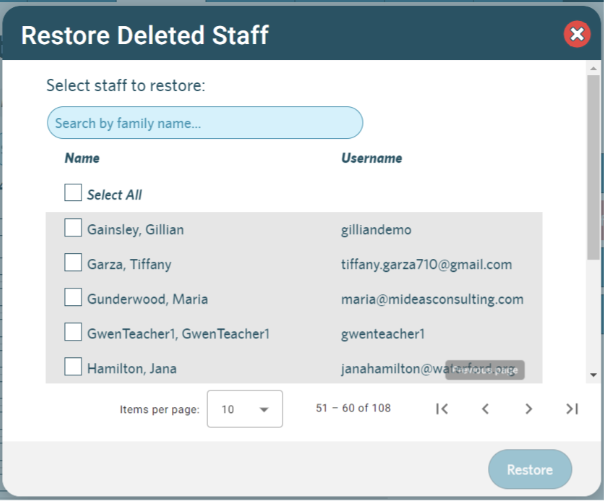 Restore Account pop-up screenshot