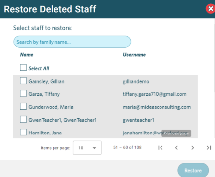 Restore Account pop-up screenshot