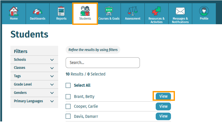 Editing or Viewing Student Information GIF