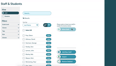 GIF navigating the staff or student import process