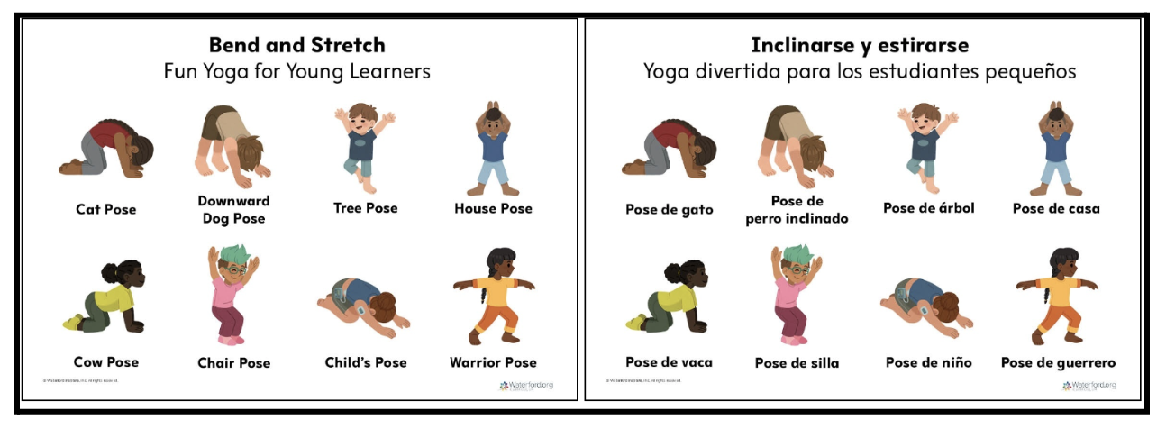 Yoga Poster screenshot in English and Spanish