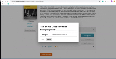 Assigning an Existing Curriculet or ePub in Curriculet GIF