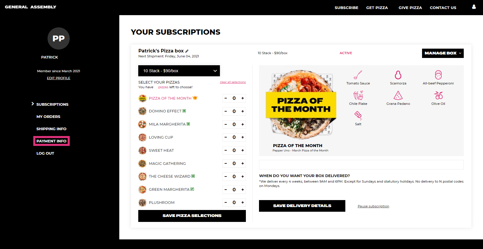 main login page with billing information highlighted