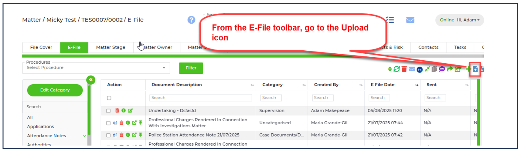 4.3.1 E-File - Uploading Documents - Bedrock - User Guides
