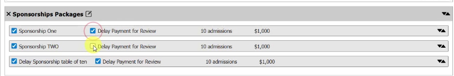 Delay Payment for Review checkbox in package settings