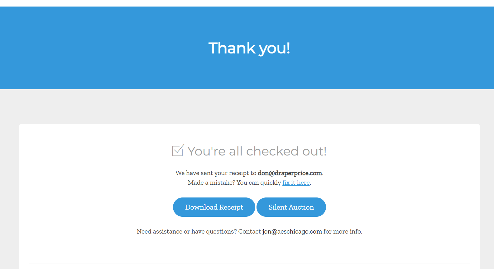 Confirmation page