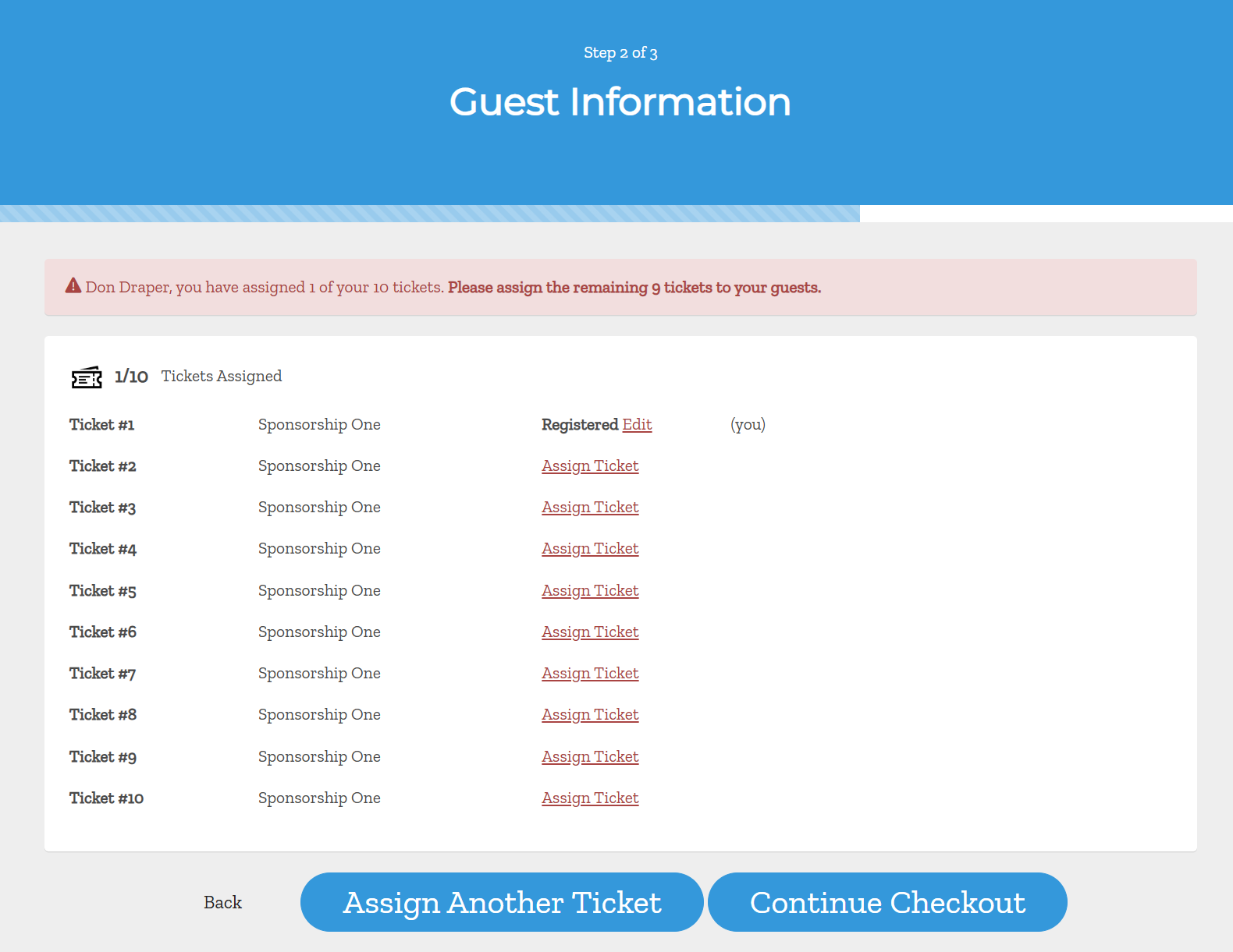 Guest Information step