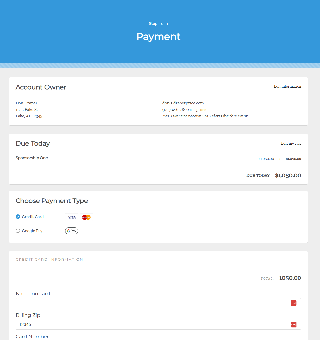 Payment step