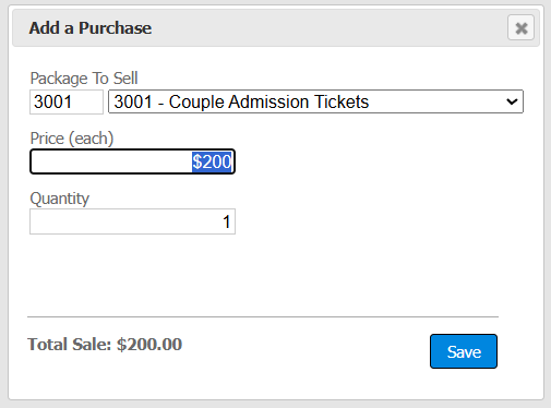 Add a Purchase dialog
