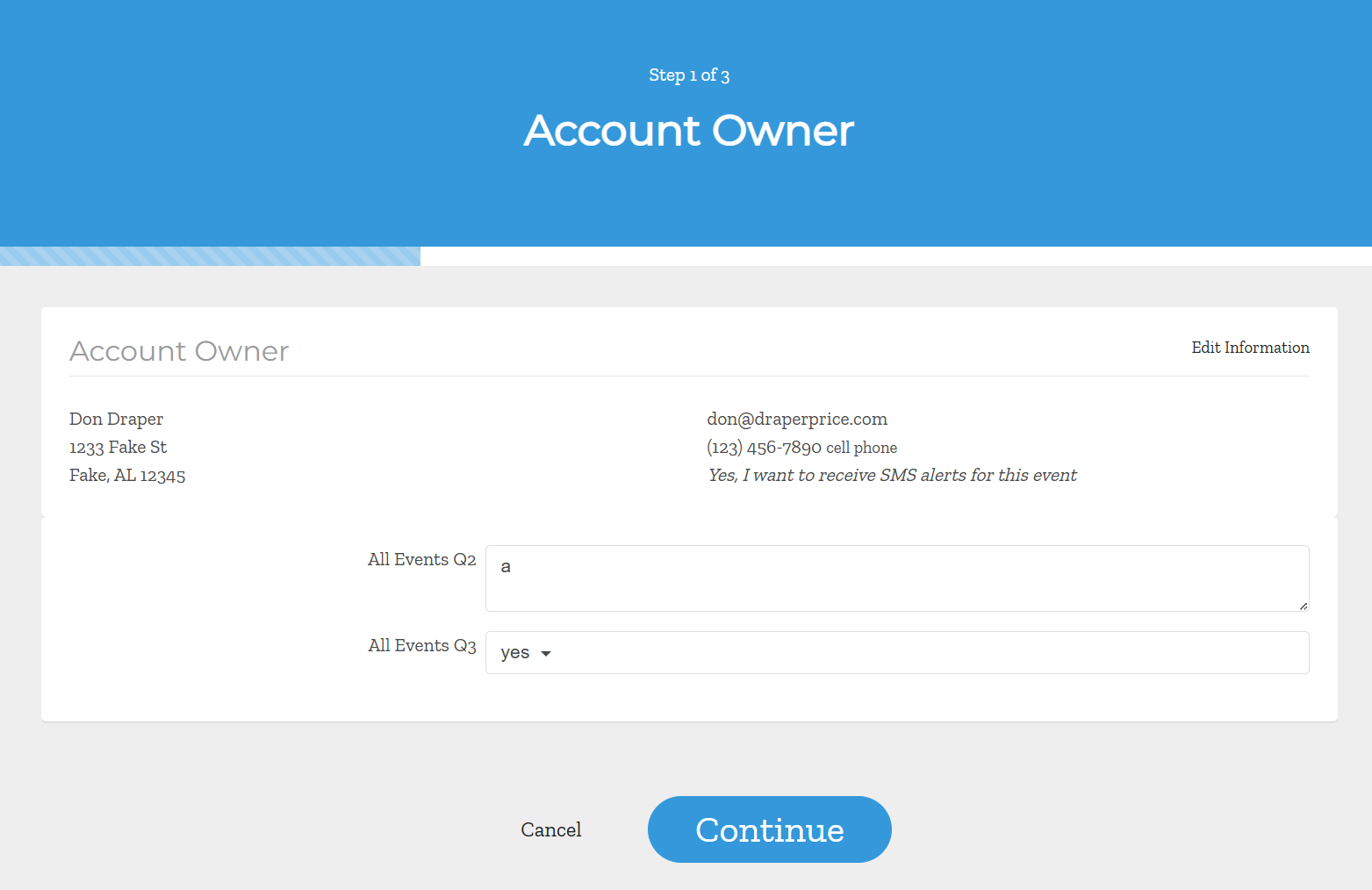 Guest information step