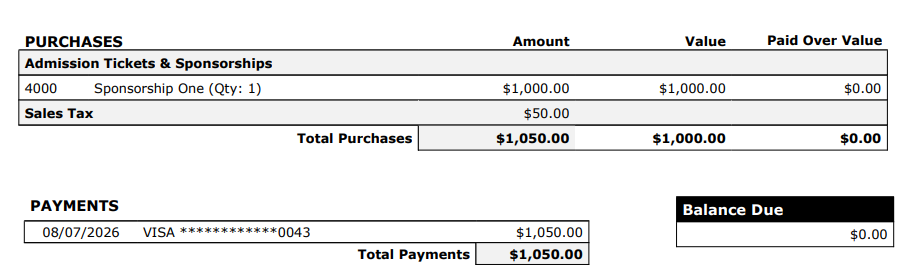 Payment receipt