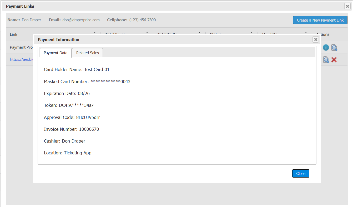 Completed payment link
