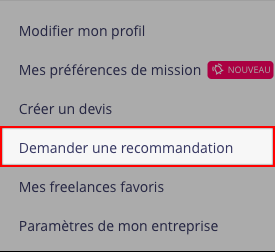 Demande de recommandation Demande de recommandation