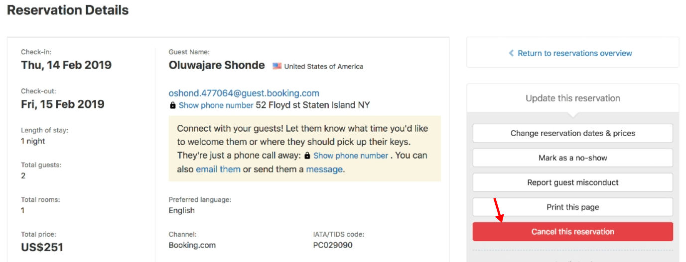 how to cancel booking.com hotel reservation