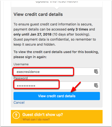 View credit card details - Howard Guest Helpdocs