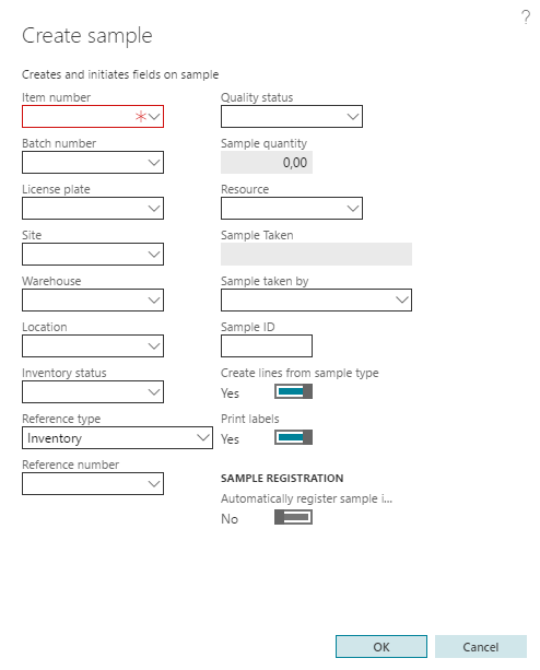 Figure 44: Create samples manually