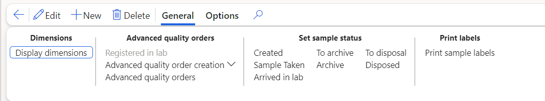 Figure 45: Samples action pane