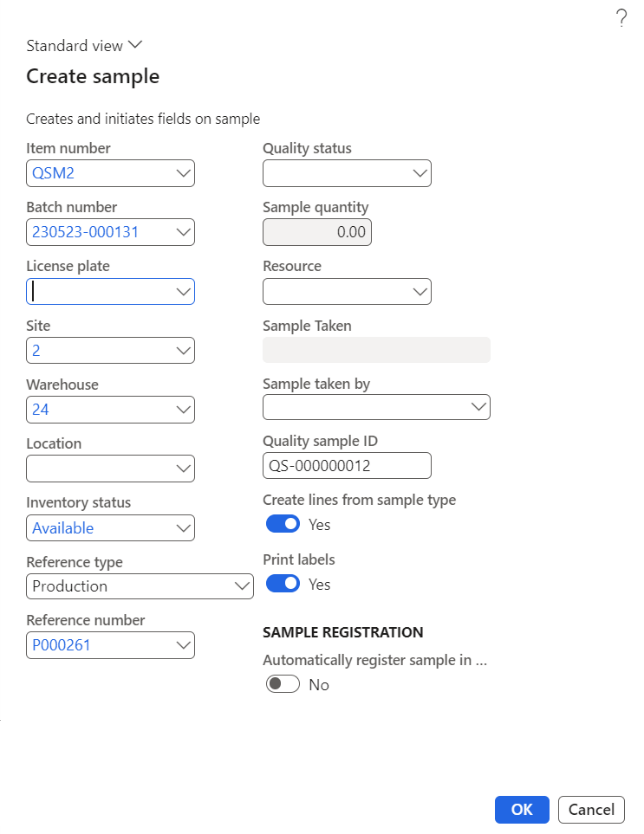 Figure 49: Create sample (manually)