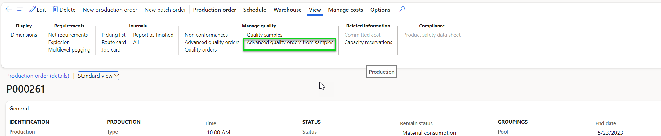 Figure 50: Advanced quality orders from samples