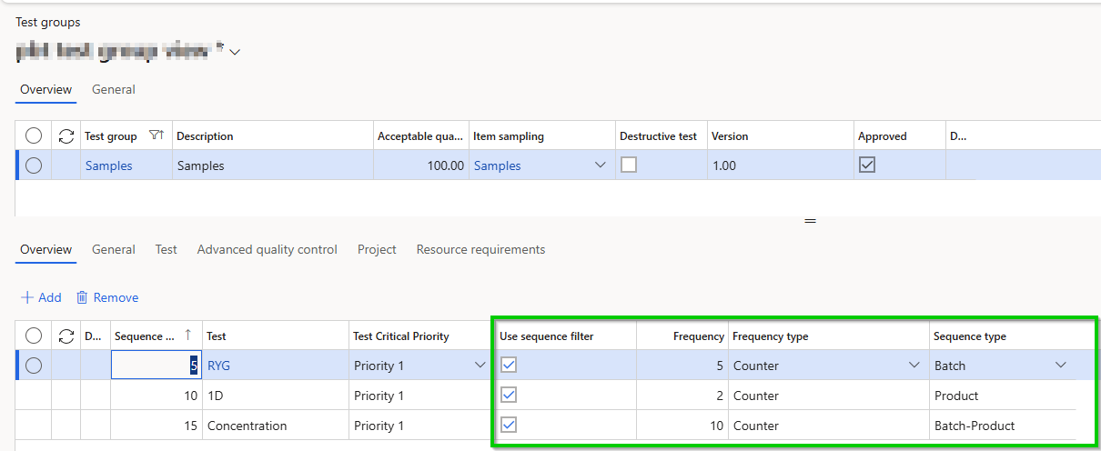 This setup allows you to selectively include tests in quality orders based on specified criteria, helping to manage testing resources effectively while maintaining consistent quality control across products and batches.