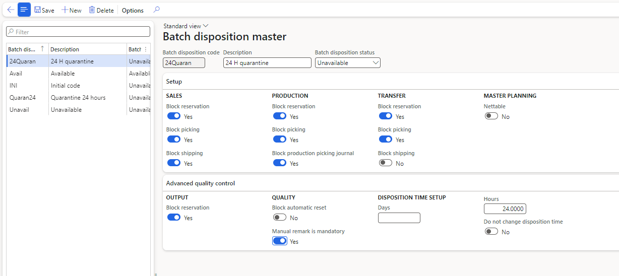 Figure 52: Batch disposition master