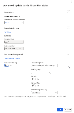 Figure 58: Advanced update batch disposition status job