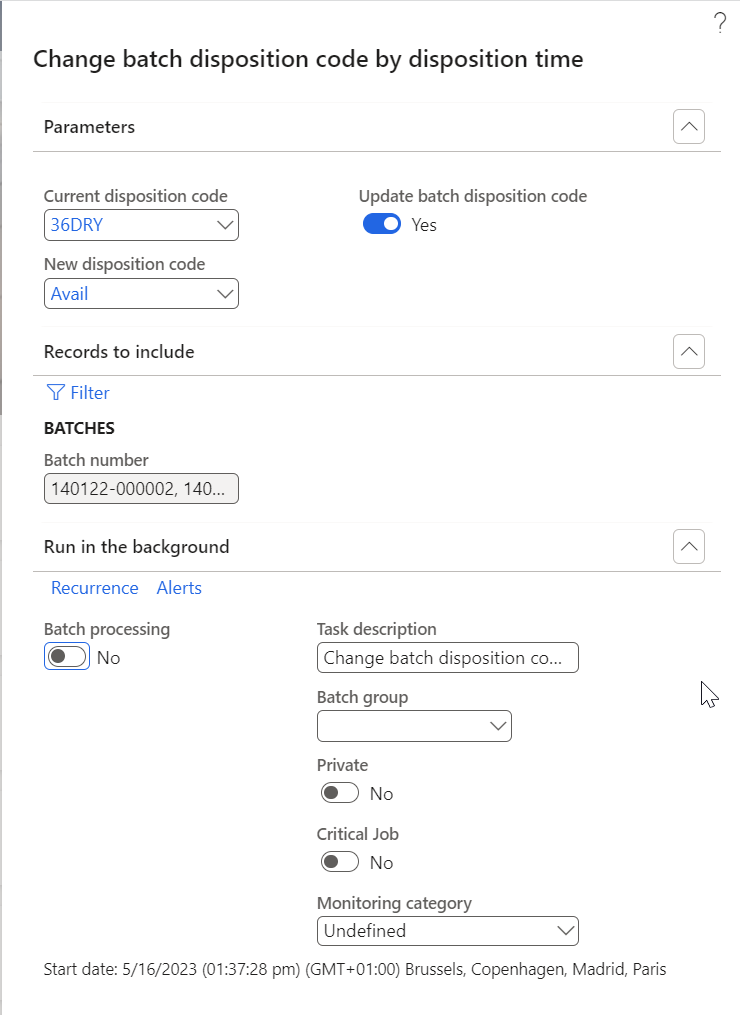 Figure 60: Change disposition code by disposition time 1