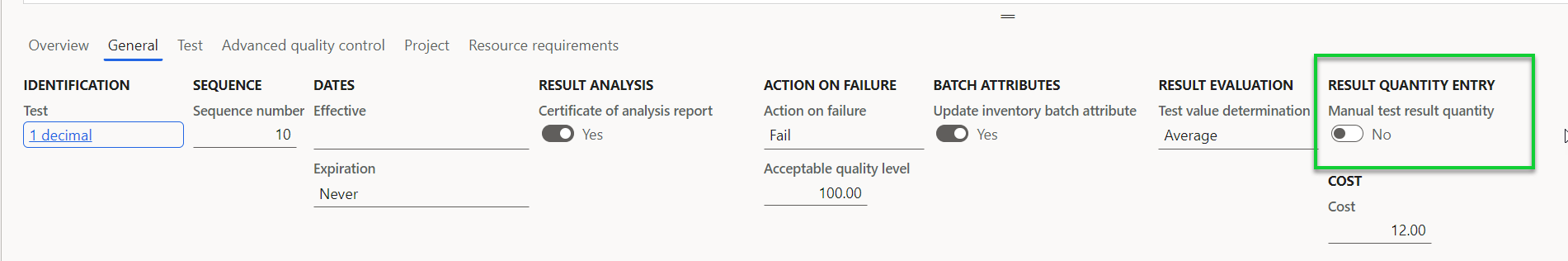 Figure 68: Manual test result quantity