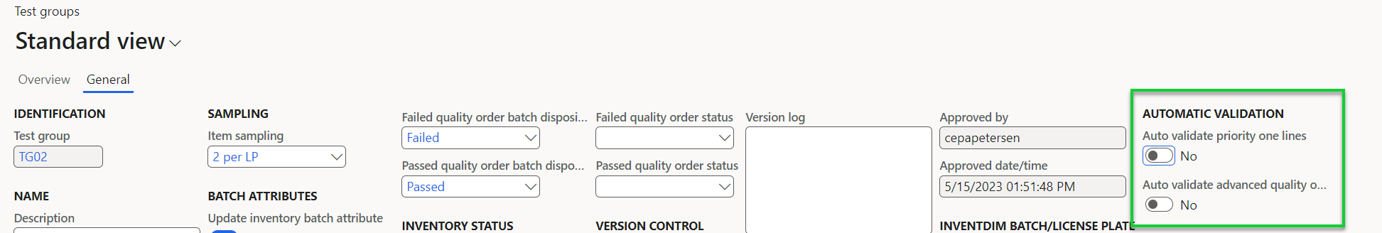 Figure 69: Correct settings when using ‘Add test results’ activity code