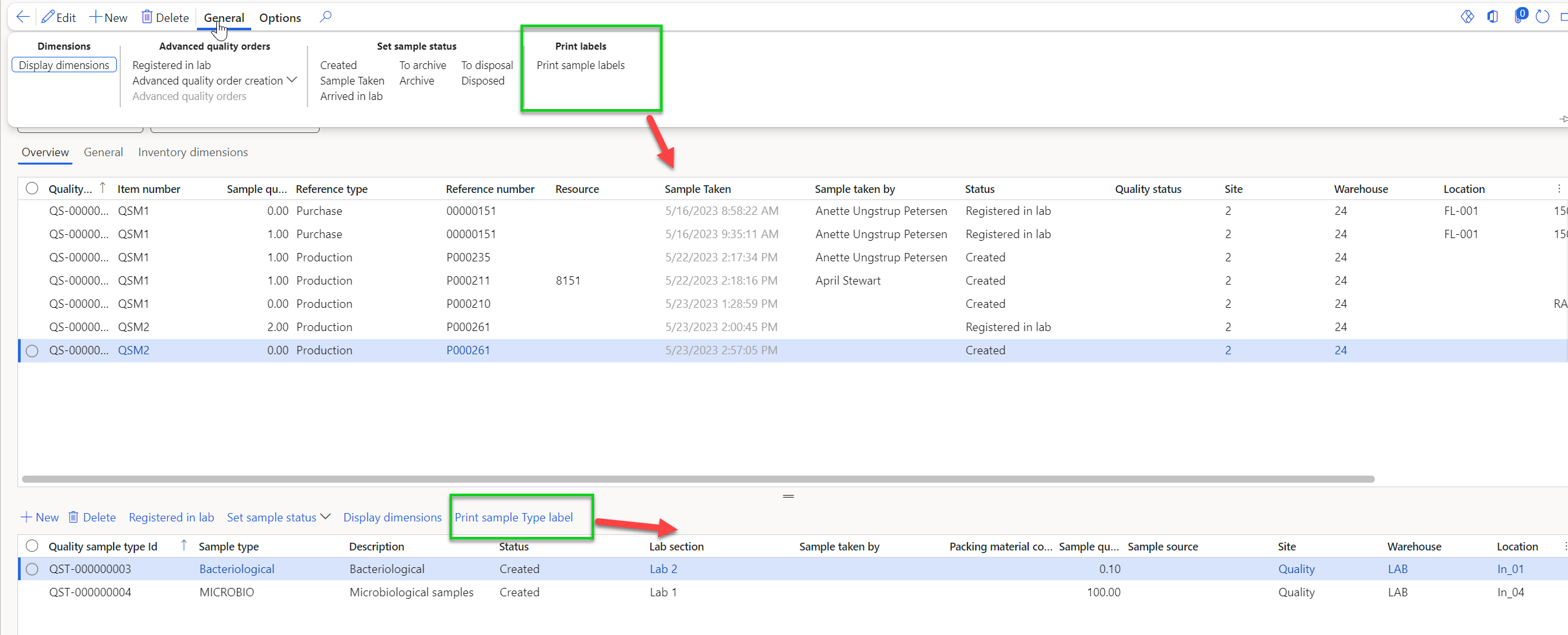 Figure 83: Manual prints of sample label