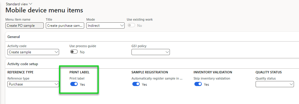 Figure 85: Automatic print of sample label using remote device