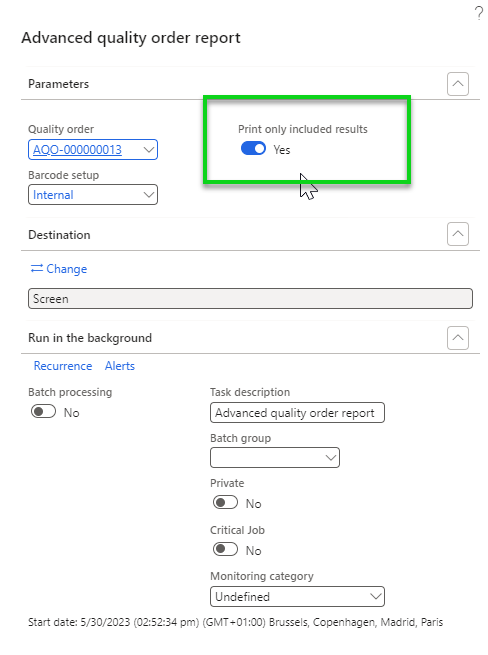 Figure 87: Printout options