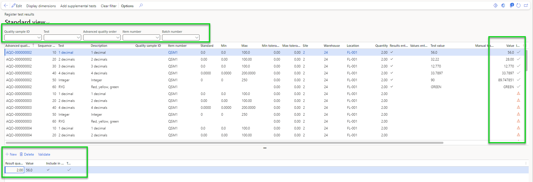 Figure 93: Register test results form