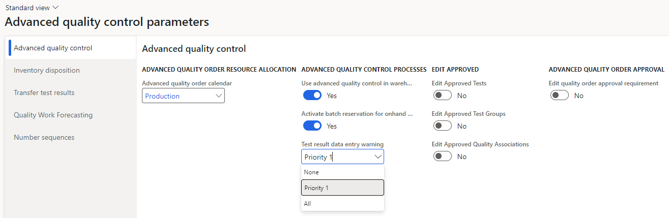 Figure 94: Data entry warning for test results