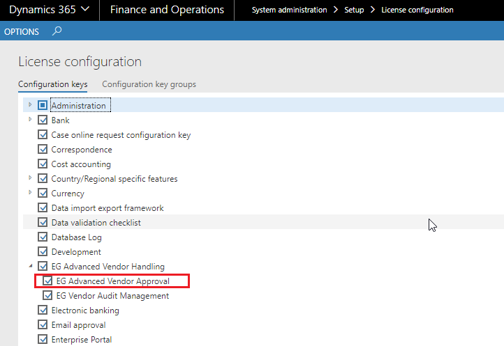 Figure 26: License configuration key