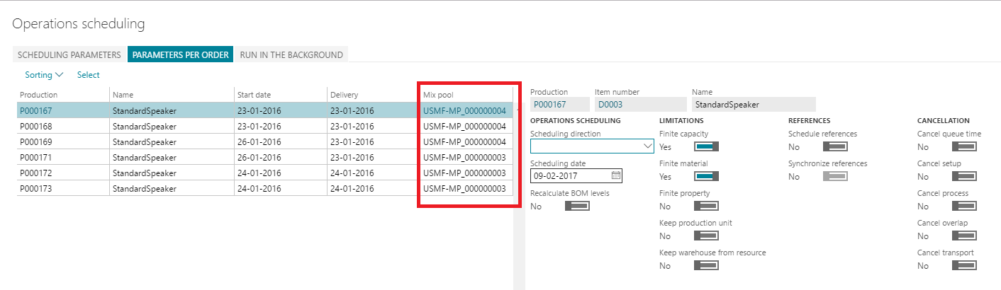 Figure 15: Operation scheduling using mix-pools.