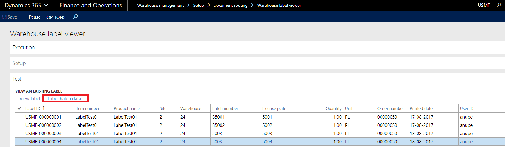 Figure 6: Warehouse label viewer