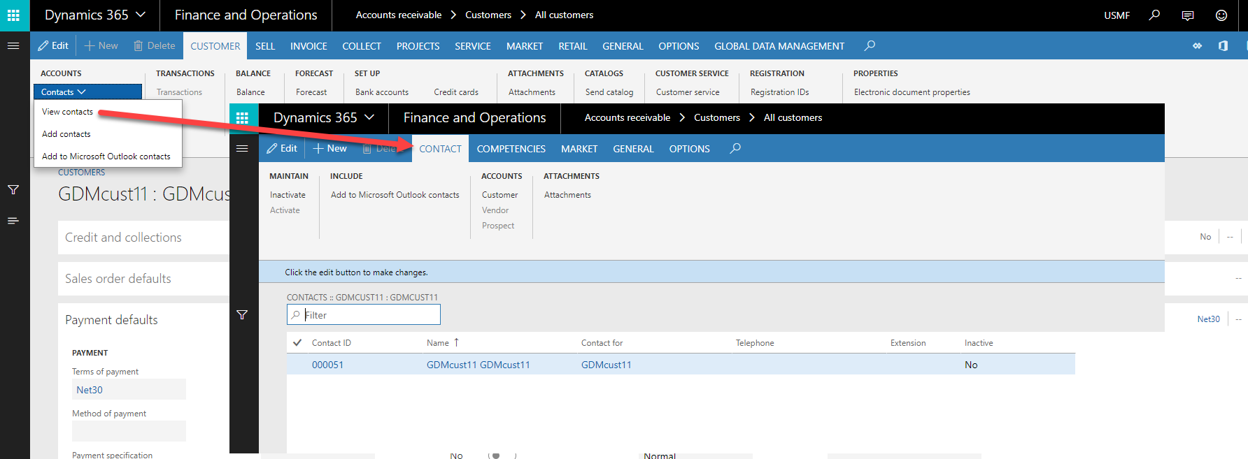 Related tables from the global company setup.