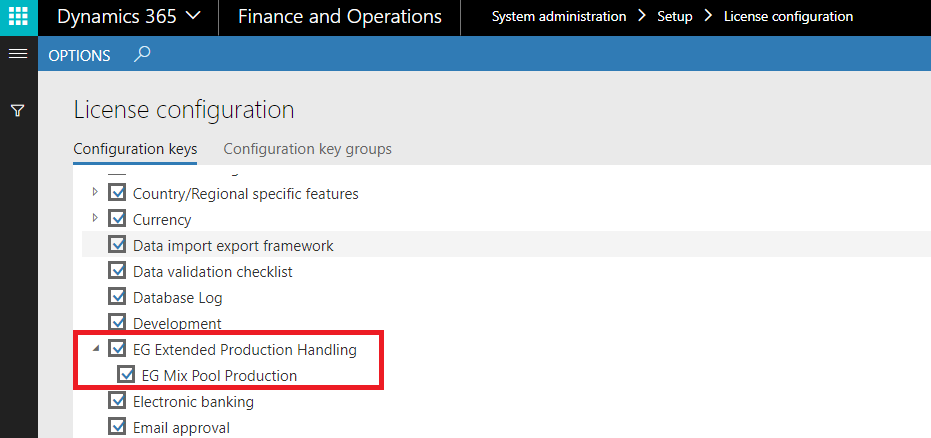 Figure 43: License configuration keys