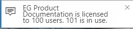 Figure 38: Infolog error message when user count exceeds the licensed number of users