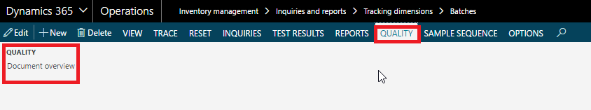 Figure 32: Show Document overview menu from Batch table