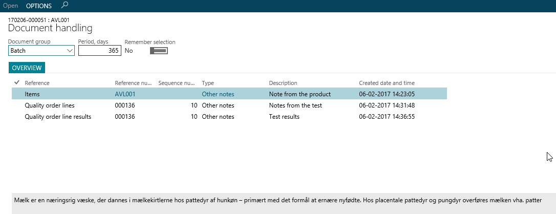 Figure 33: Show Document handling from Batch table