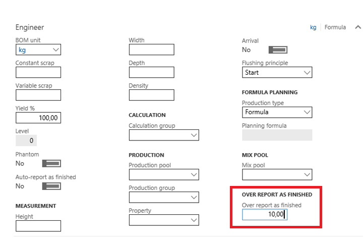 Figure 26: Over report as finished on item.