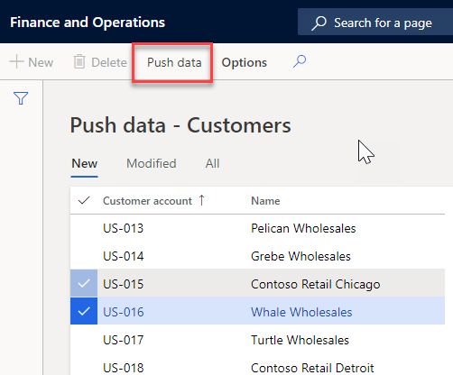 Then the next form opens, and the source companies must be marked. Select the companies where data needs to be pushed and press the Push button.