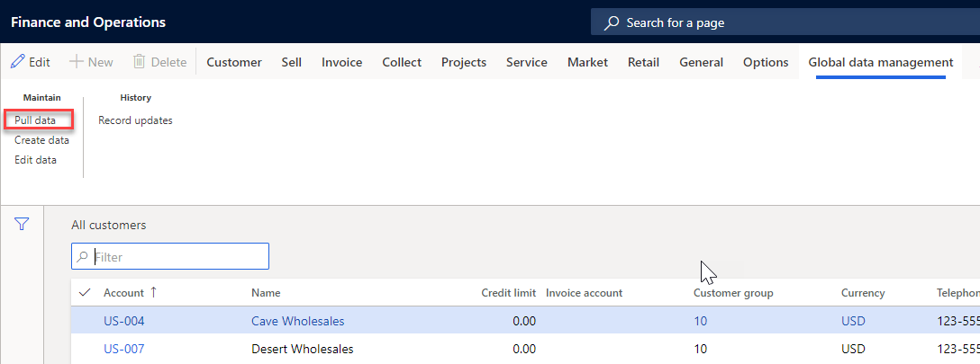 Choose between viewing New / Modified / All, mark the record(s) to be pulled and select Pull data.