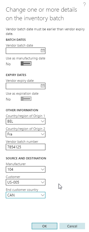 Figure 12: Reset vendor batch details