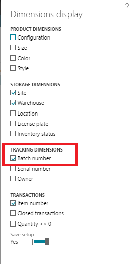 Figure 15: Chose to show the Batch dimension