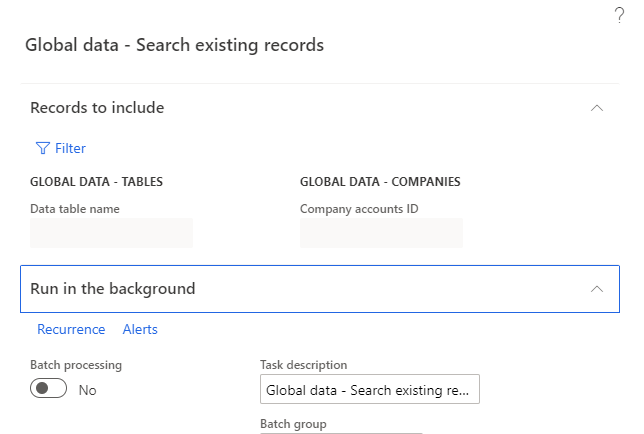Click: Global data management -> Periodic-> Relating existing records.