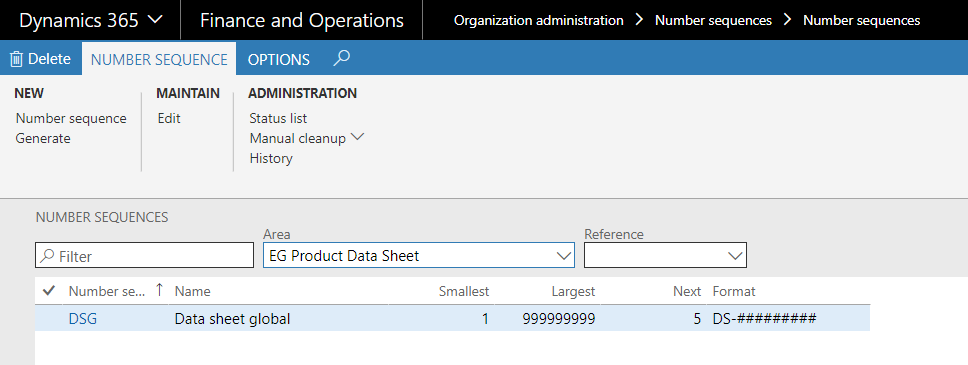 Figure 4: Create shared number sequences for DS ID