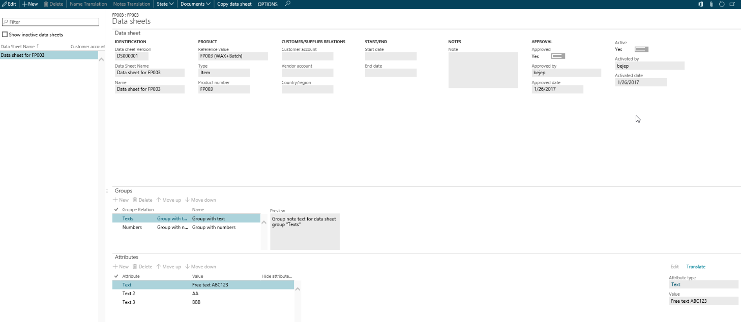Figure 13: Data sheets